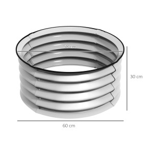 Outsunny Garten-Bett Set, verzinkt, silber, Ø60cm. Blumenkasten für Garten und Terrasse.