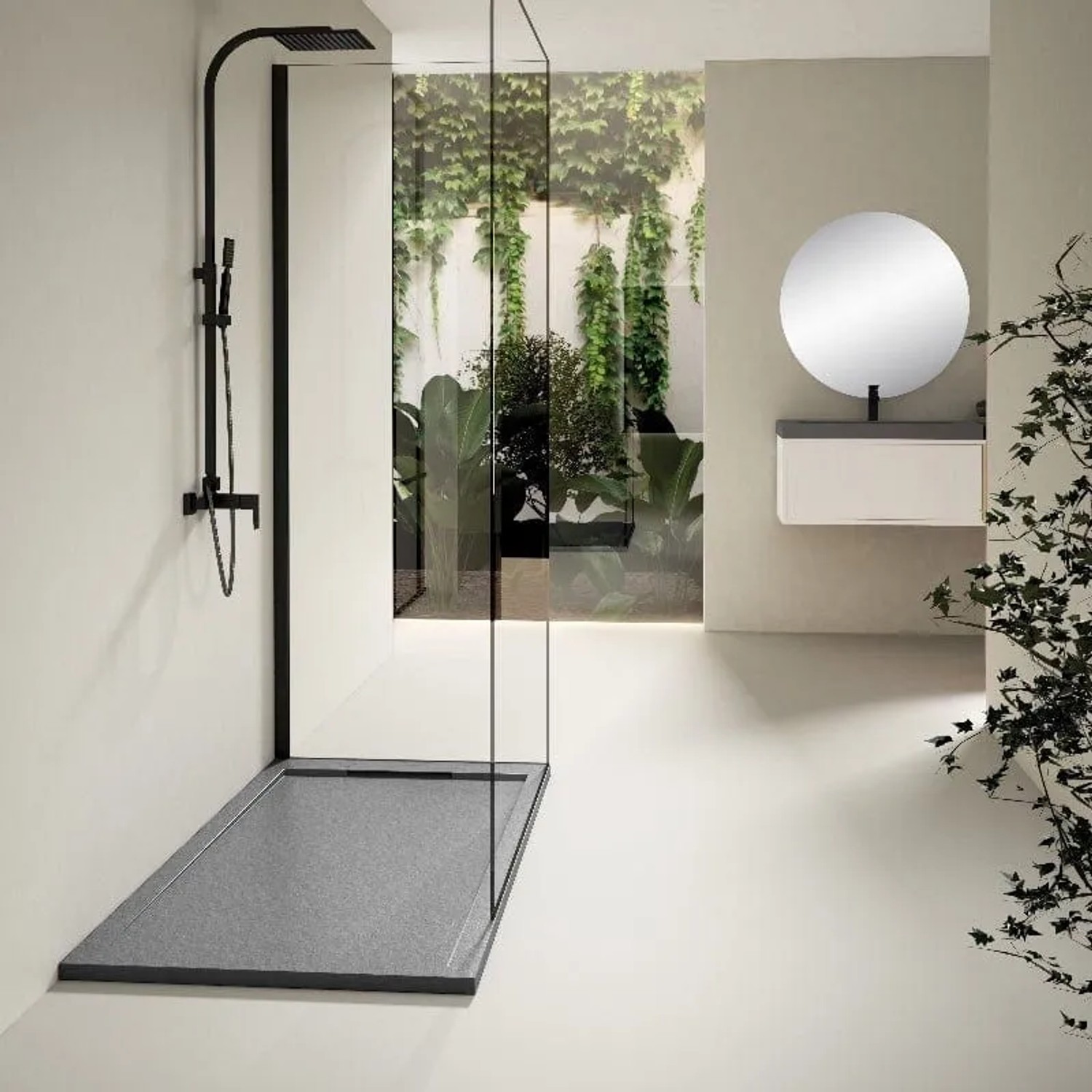 Mirlo Mineralguss Duschwanne Extra Flach Lux  Anthrazit 70x180cm