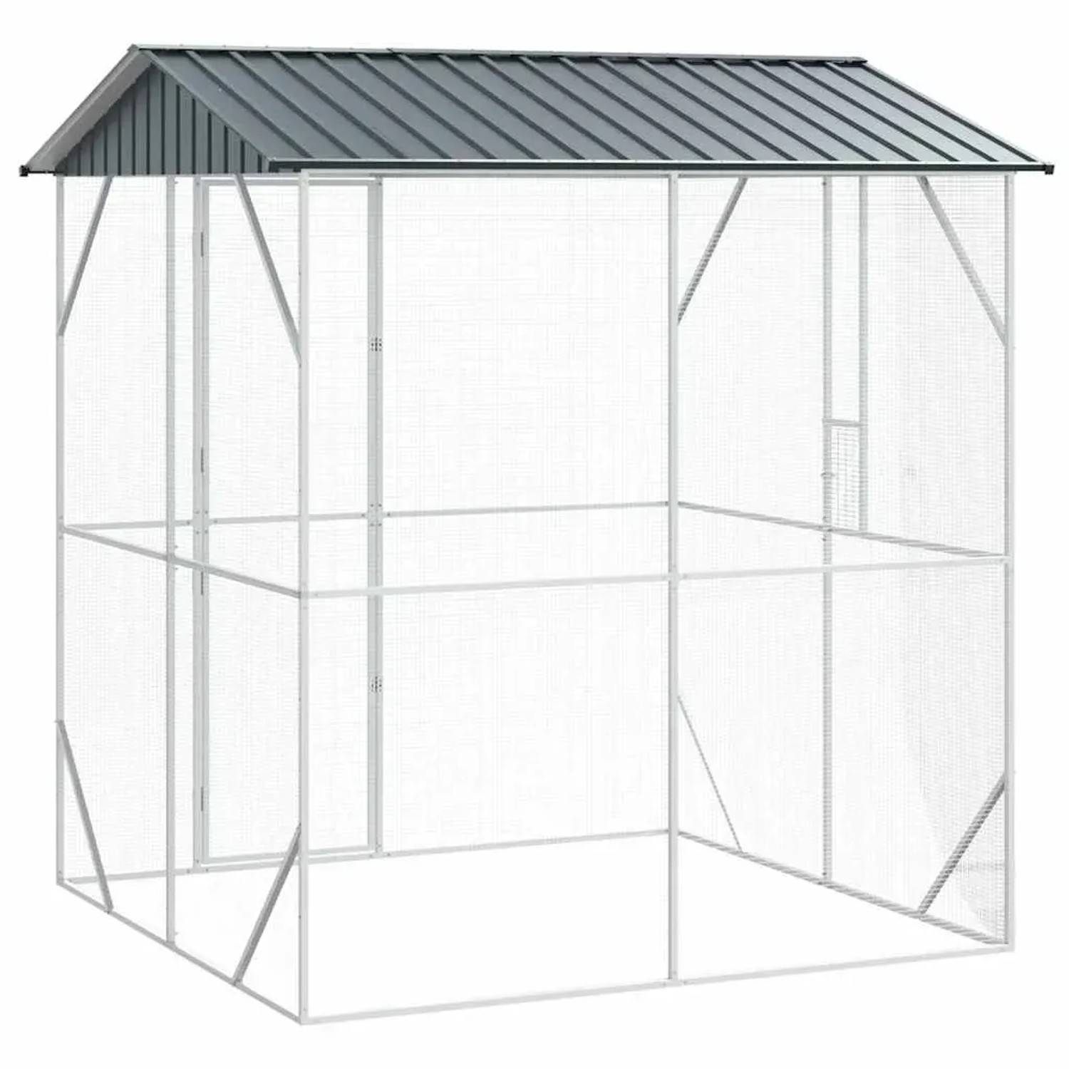 vidaXL Vogelkäfig Anthrazit 215 x 208 x 247 cm Verzinkter Stahl 3325152_5