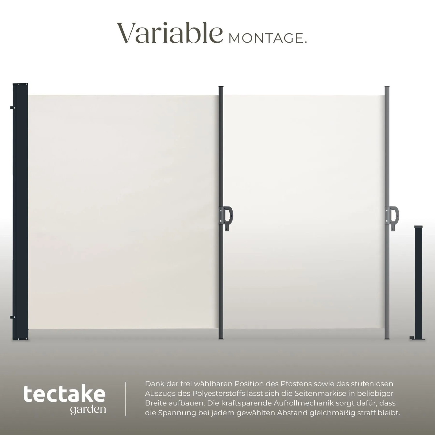 Tectake Seitenmarkise  200 x 300 cm Wetterfest  Blickdicht 300 x 200 cm 9 x 300 x 200 cm Beige_4