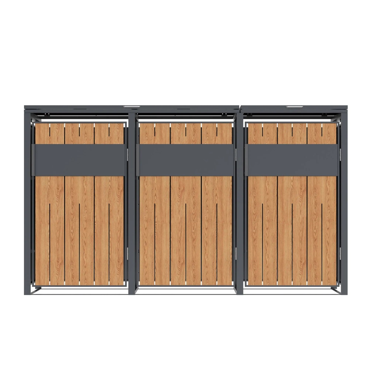 Westmann Mülltonnenbox Varius 3 Anthrazit & Holzoptik 80 cm x 198 cm x 116 cm