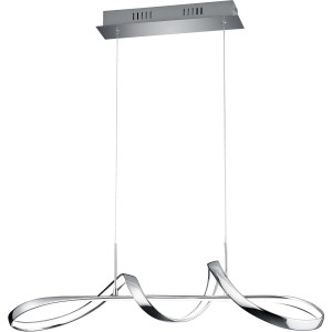 Moderne Reality LED Pendelleuchte Perugia in Chrom, geschwungenes Design für Wohn- und Essbereich.