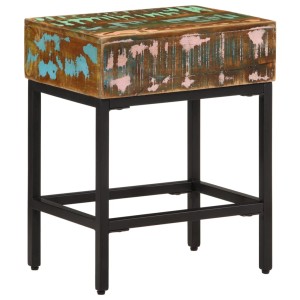 vidaXL Beistelltisch aus Altholz massiv, 40x30x51 cm, mit schwarzem Metallgestell.