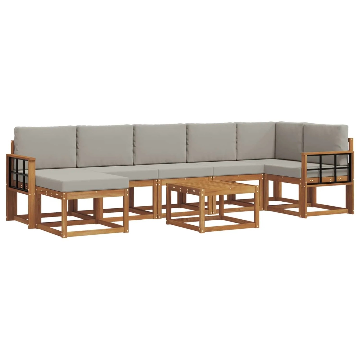 Thumbnail - vidaXL Outdoor-Sofagarnitur mit Kissen 8-Tlg Natur und Hellgrau 3366754