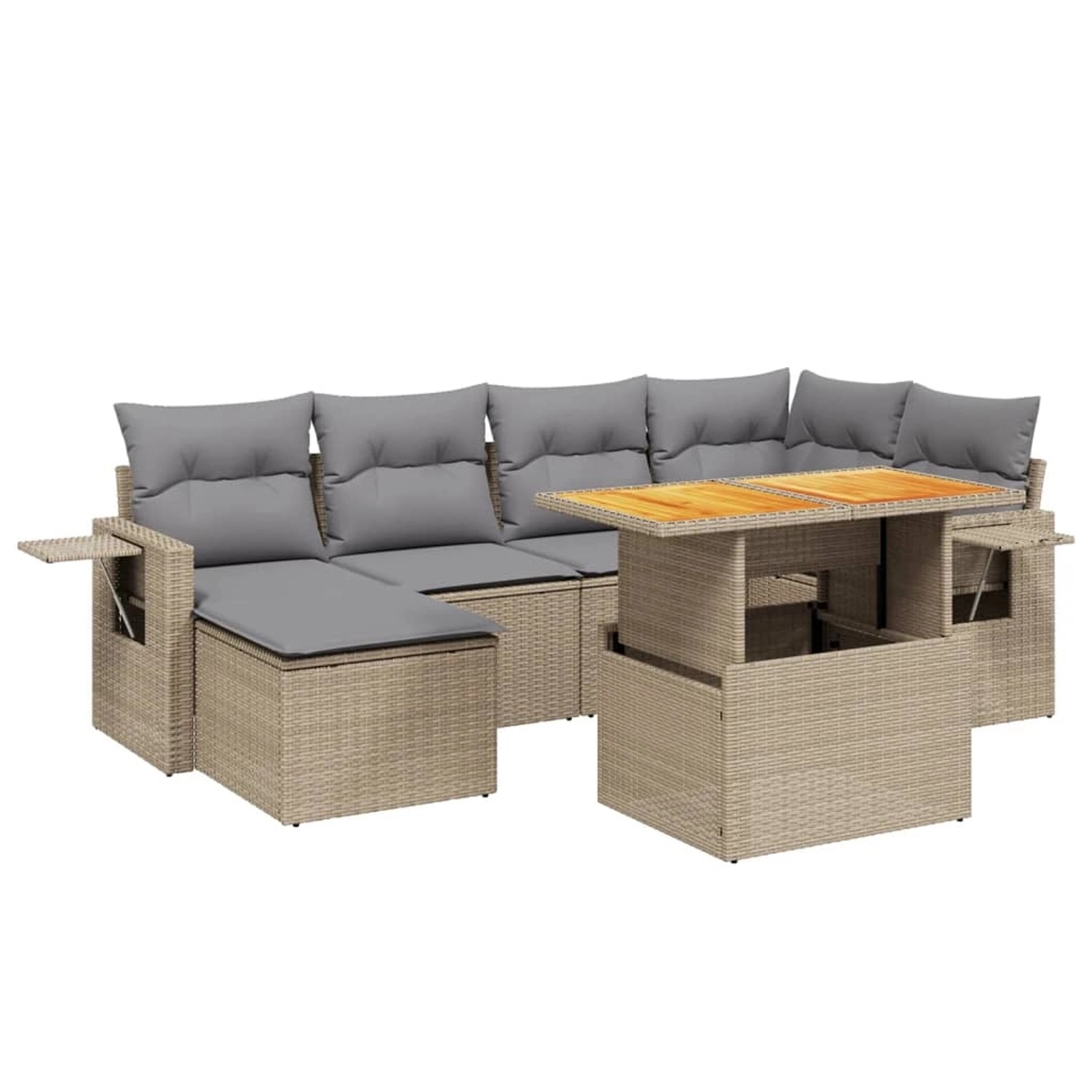 vidaXL 7-tlg Garten-Sofagarnitur mit Kissen Beige Poly Rattan Modell 330 günstig online kaufen