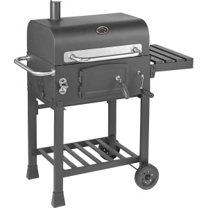 Jamestown Holzkohlegrillwagen Ø 57cm mit Ablage und höhenverstellbarer Kohlewanne.
