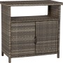Grauer Outdoor-Schrank Vermont aus Polyrattan mit zwei Türen und Regalfach.