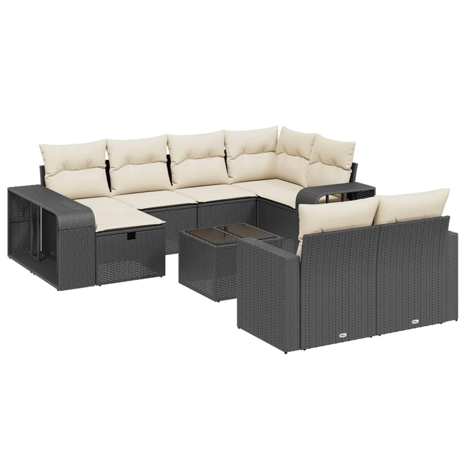 vidaXL 11-Tlg Garten-Sofagarnitur mit Kissen Schwarz Poly Rattan 3266246 günstig online kaufen