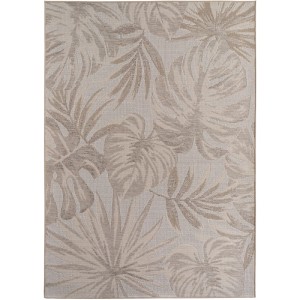 Beiger Ayyildiz Outdoor-Teppich Desert mit tropischem Blätter-Muster, 120x170 cm.