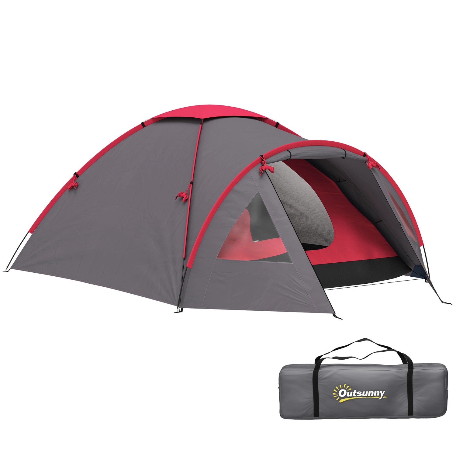 Outsunny Campingzelt Polyester Fiberglas Grau 3,15L x 2,15B x 1,3H m