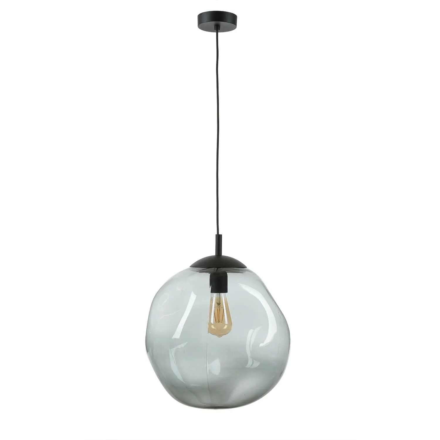 Licht-Erlebnisse Hängelampe Rauchglas In Graphit Ø 30 cm E27 Bosta