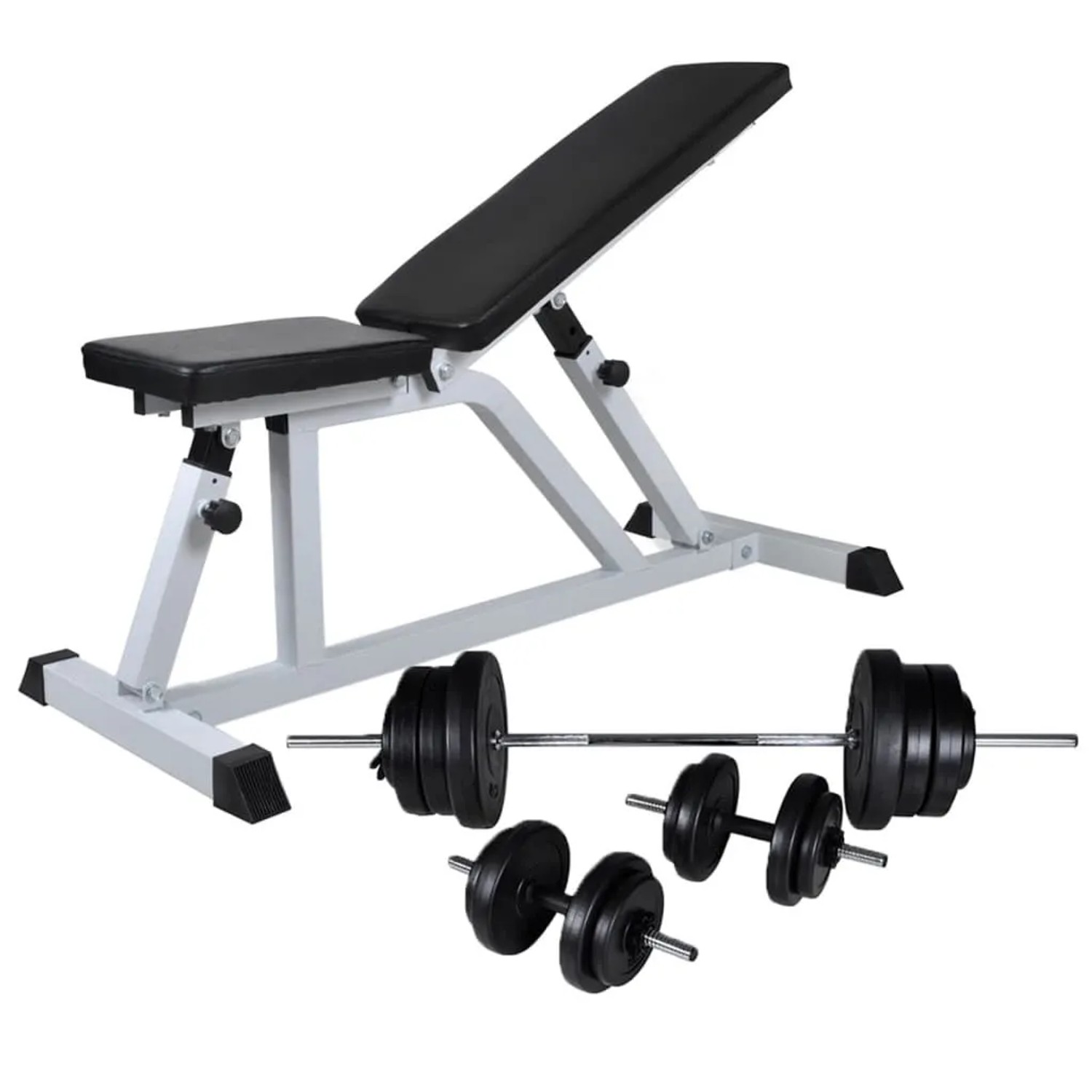 vidaXL Hantelbank mit Langhantel und Kurzhantel Set 60,5 kg 275346