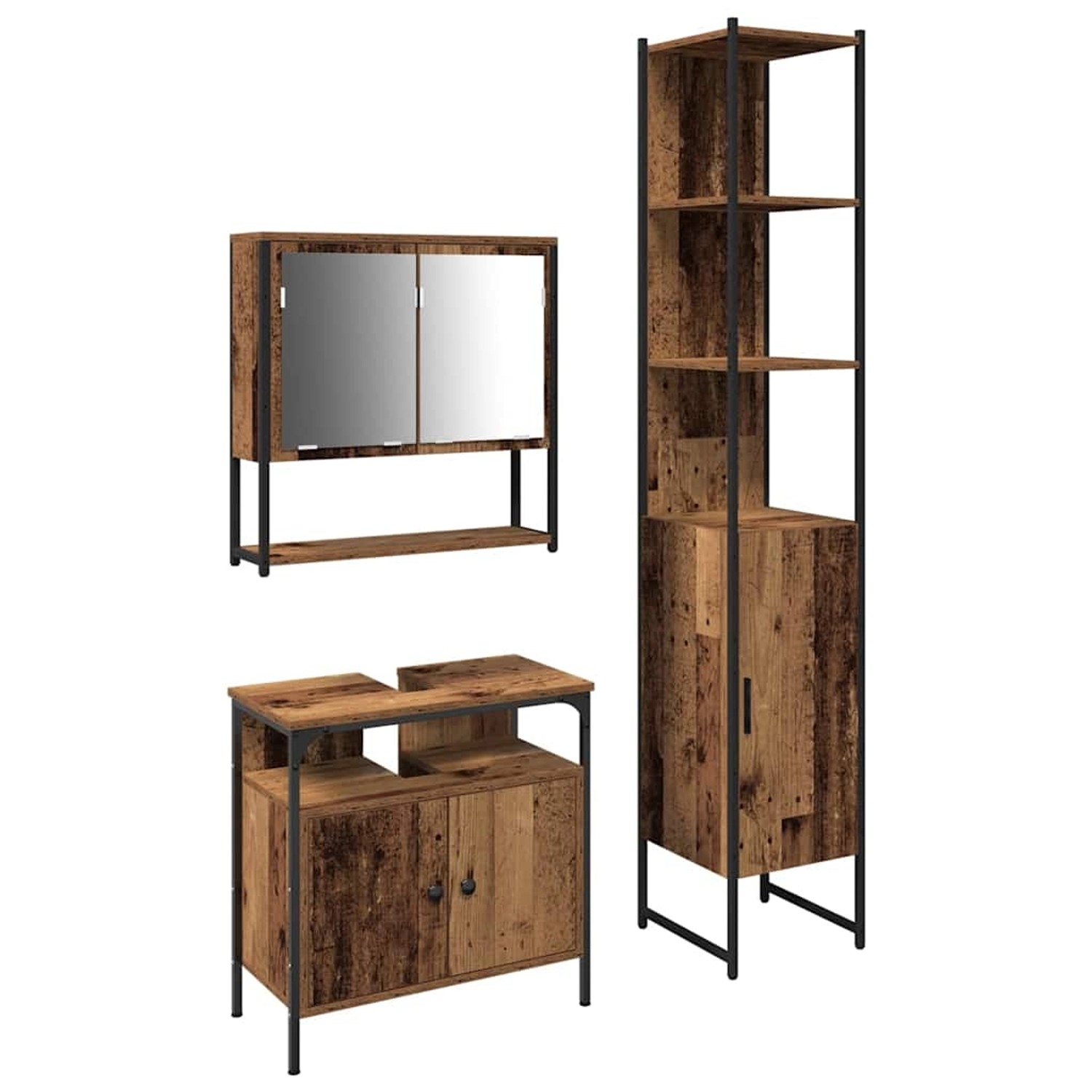 vidaXL Badezimmermöbel-Set mit Regal 3-Tlg Altholz Holzwerkstoff 3332575 günstig online kaufen