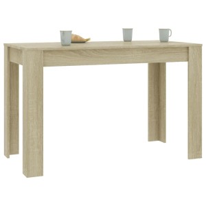 Esstisch Sonoma-Eiche, 120x60 cm, aus Holzwerkstoff. Schlichtes Design mit Tassen auf der Tischplatte.