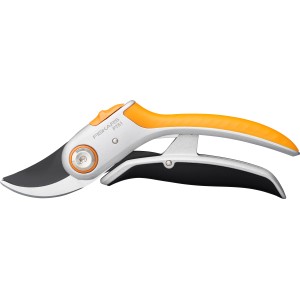 Fiskars Bypass-Gartenschere P751 mit PowerLever, Metall, orange-schwarz. Gartenschere für präzise Schnitte.