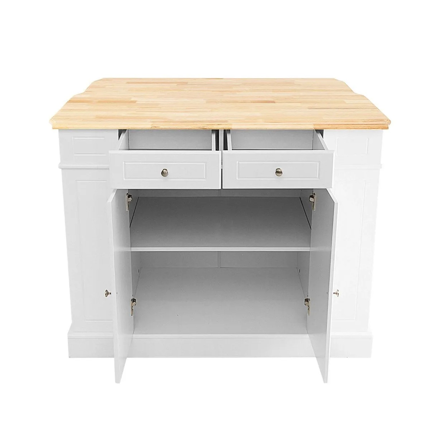 Costway Kücheninsel mit Erweiterbarer Arbeitsplatte Weiß 120 x 91 x 92 cm