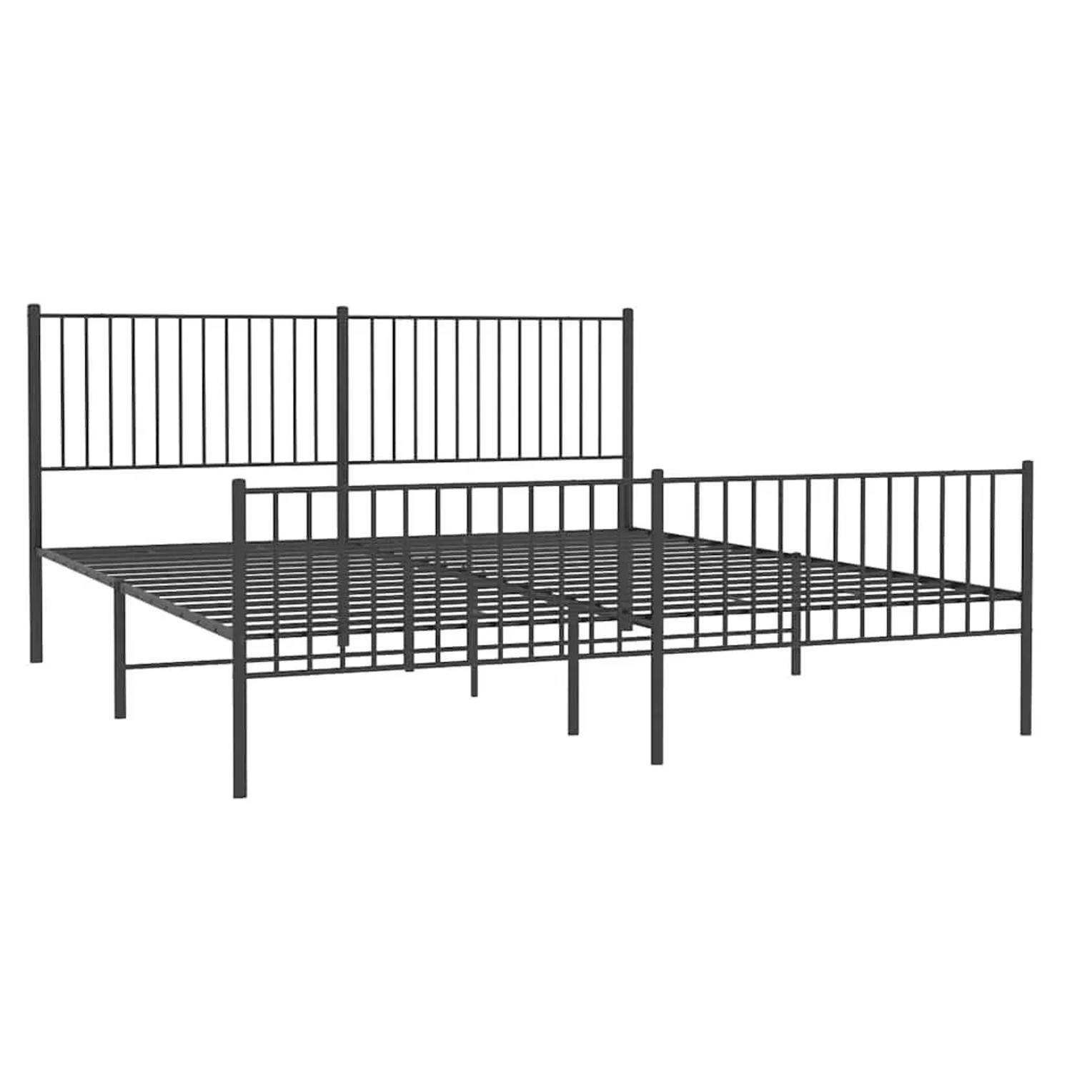 vidaXL Bettgestell mit Kopf- und Fußteil Metall Schwarz 193x203 cm 350888