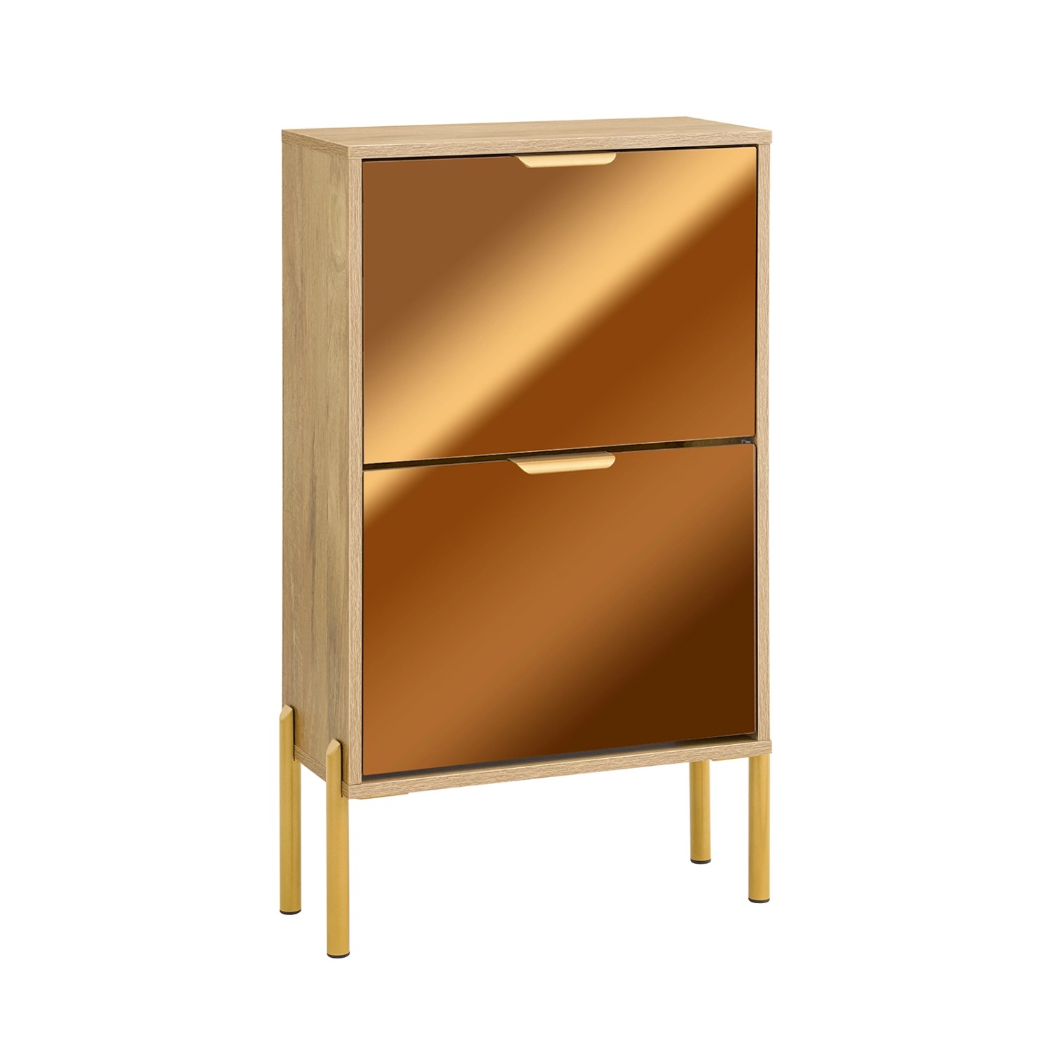 SoBuy Schuhkipper mit 2 Klappen Schuhschrank Schmal für Diele Gold FSR181-G günstig online kaufen