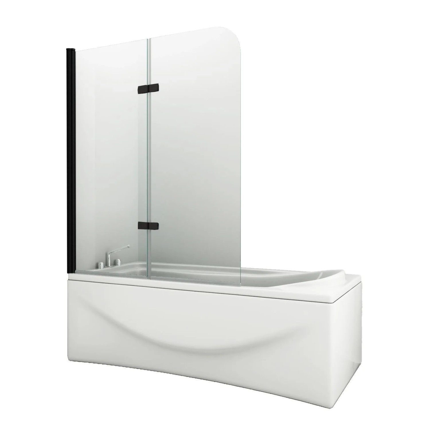 Glasdeals Badewannenaufsatz Duschtrennwand BREASE in Schwarz 120 x 140 cm – günstig online kaufen