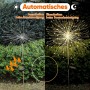 Salcar LED Solar Feuerwerkleuchten im Garten, tagsüber aus, nachts warmweiß leuchtend. Automatische Gartenbeleuchtung.