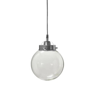 PR Home Normandy Hochwertige Pendelleuchte in Kugelform Klar Glas Silber 20cm E27 dimmbar