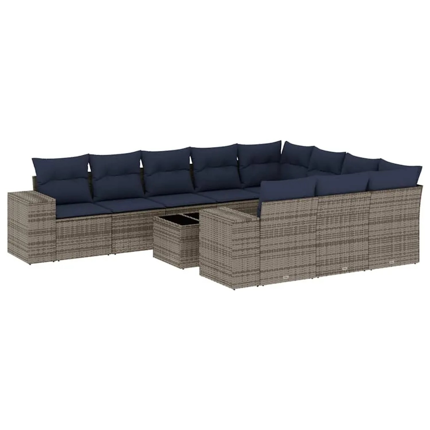 vidaXL 11-Tlg Gartensofa-Set mit Kissen Grau Polyrattan 3223100 günstig online kaufen