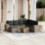 Graue 8-tlg. vidaXL Garten-Sofagarnitur aus Polyrattan mit Kissen auf Terrasse.