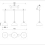 Technische Zeichnung: Trio Deckenlampe Delhi, 3-flammig, Nickel antik, E27, Maße und Details.