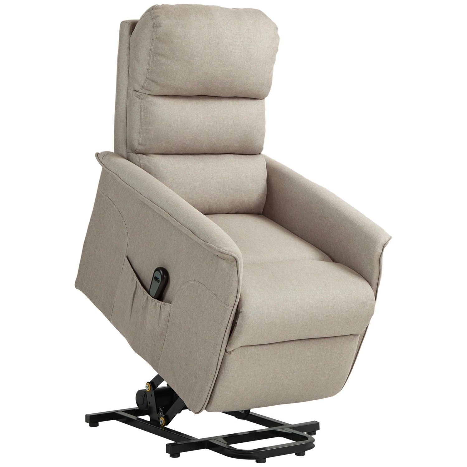 HOMCOM Aufstehsessel Polyester Stahl Beige 66L x 90B x 96H cm