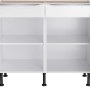 Optifit Unterschrank Arvid986, 100 cm breit, in Weiß mit zwei Schubladen und zwei offenen Türen.