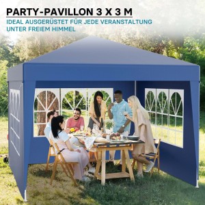 Wiltec Pavillon 3X3M In Blau Mit Uv-Schutz 50+ Gartenpavillon Partyzelt Camping