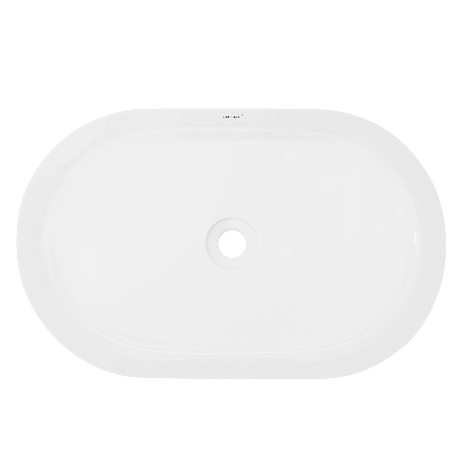 Ovales, weißes ECD Germany Aufsatzwaschbecken aus Keramik, 605x380 mm.