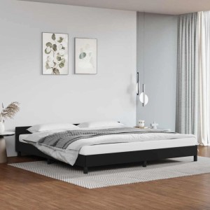 Schwarzes vidaXL Bettgestell (200x200 cm) mit Kopfteil, ohne Matratze.