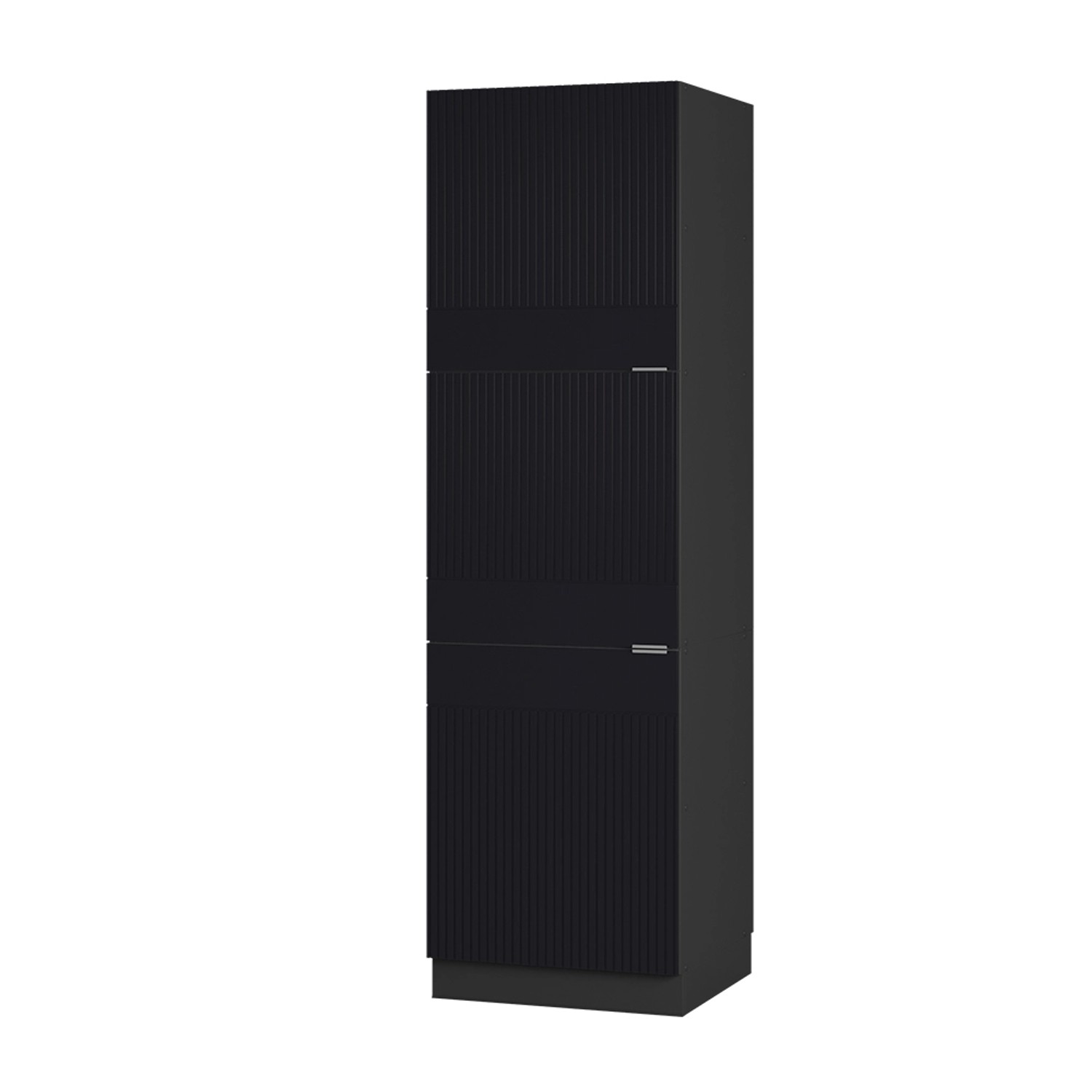 Vicco Herdumbauschrank Fame-Line Schwarz Gestreift 60 cm mit Anthrazit Korpus
