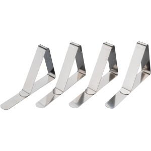 Fackelmann Tischtuchklammern, 4er-Set aus Edelstahl für Tischdeckenbefestigung.