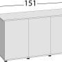 Weißer Juwel Aquariumunterschrank SBX Rio 450 mit drei Türen und Maßangaben.