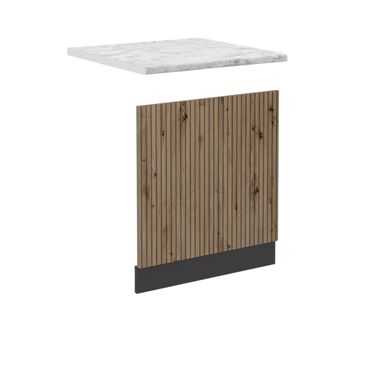 Vicco Frontblende R-Line Geschirrspüler Fronttür Artisan-Eiche/Anthrazit 45 cm AP Marmor mit Anthrazit Korpus