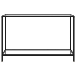 VidaXL Konsolentisch, transparentes Hartglas, schwarzes Stahlgestell, 120x35x75 cm.