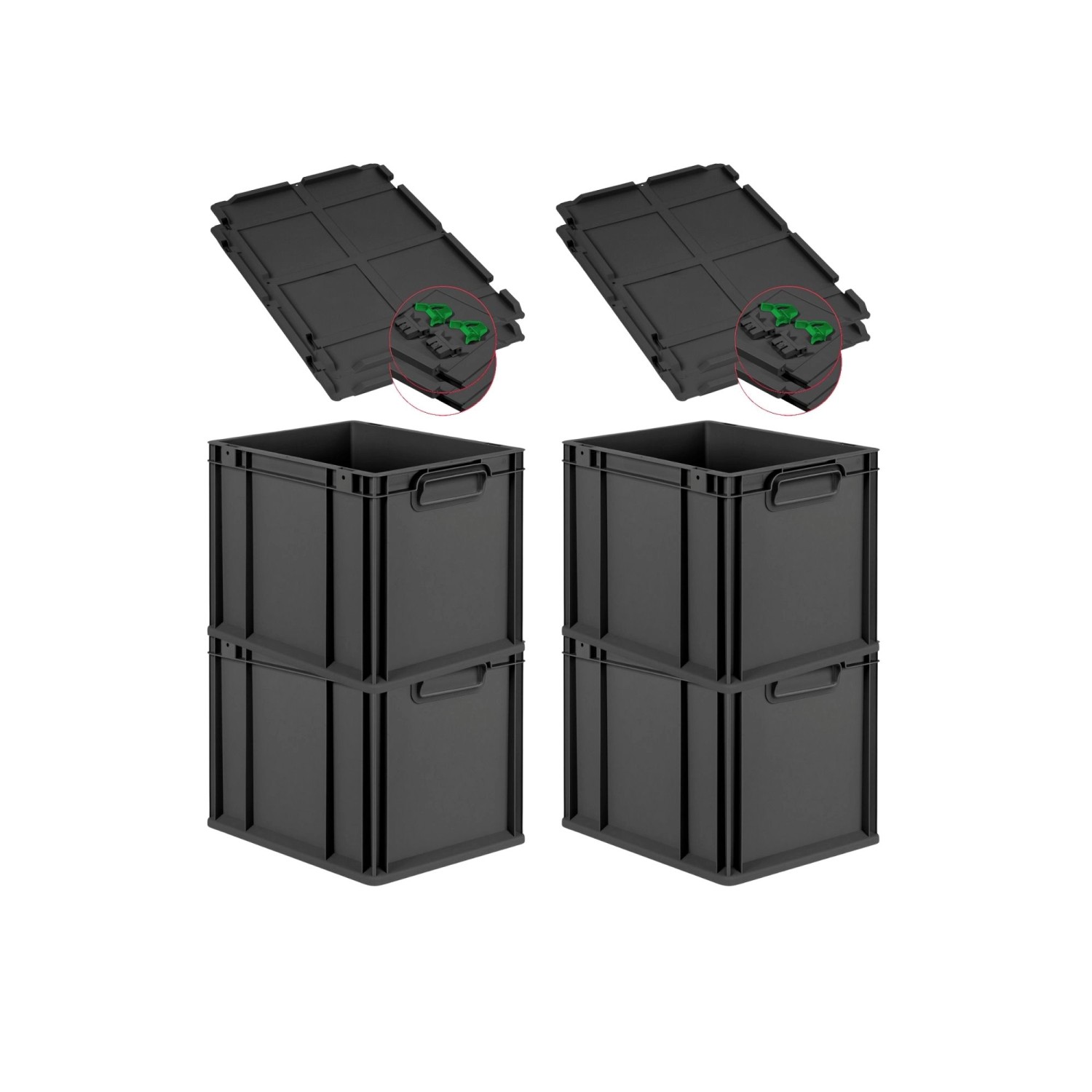 PROREGAL SuperSparSet 4x Eurobox Nextgen Grip Mit Scharnierdeckel Und Grüne günstig online kaufen