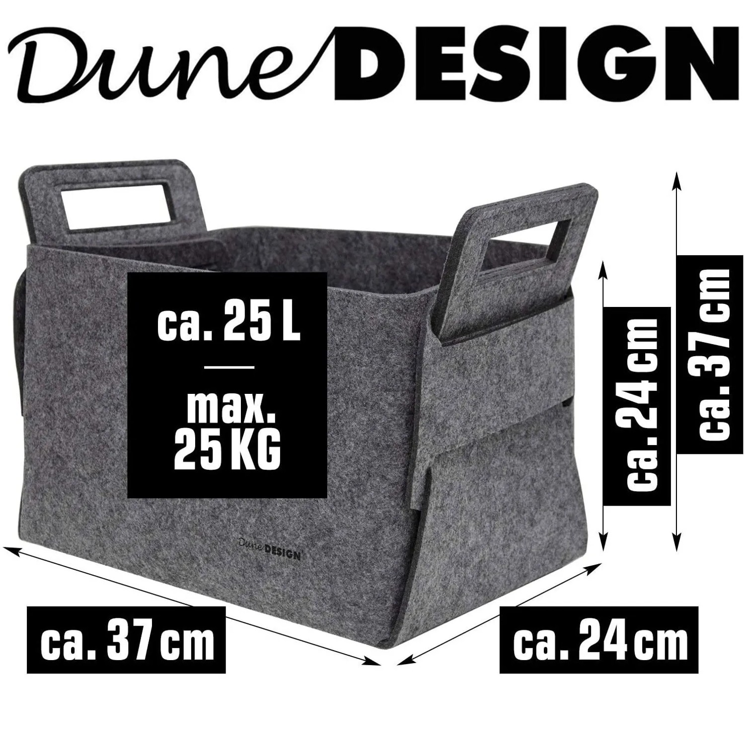 4 Aufbewahrungskörbe Aus Filz – 34x24x21 Cm, Grau & Schwarz, Mit Griffen, Faltbar