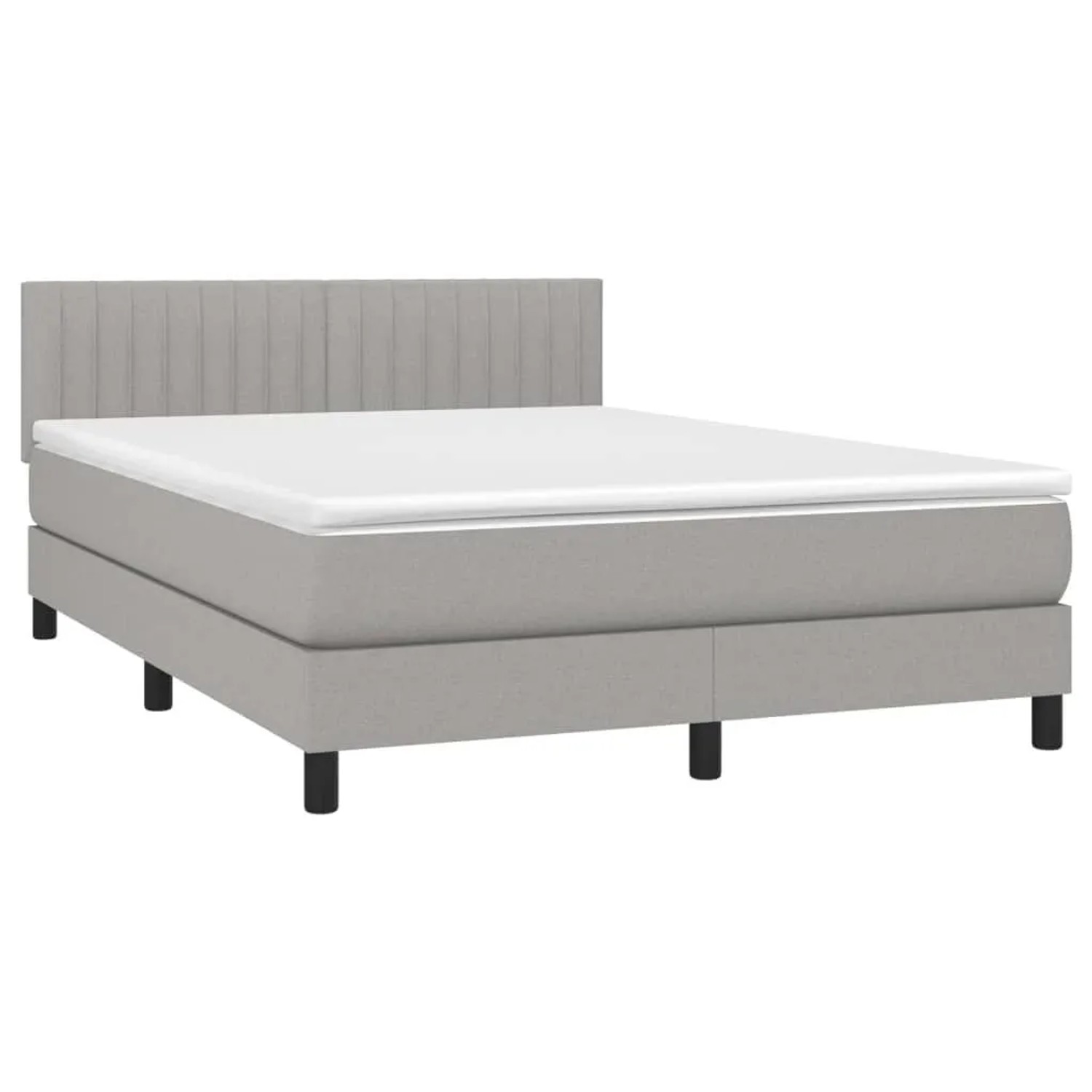 vidaXL Boxspringbett mit Matratze & LED Hellgrau 140x200 cm Stoff 3133317 günstig online kaufen