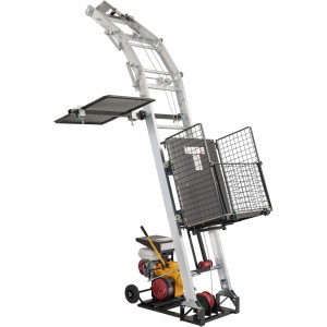 Haemmerlin Bauaufzug Castor Steel Dachdeckerausführung, 20 m Arbeitshöhe, mit Pritsche und Leiter.