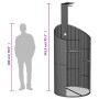 Freistehende graue vidaXL Gartendusche aus Poly Rattan mit Akazienholz-Lattenrost, 241,5 cm hoch, mit Person zur Größenanzeige.