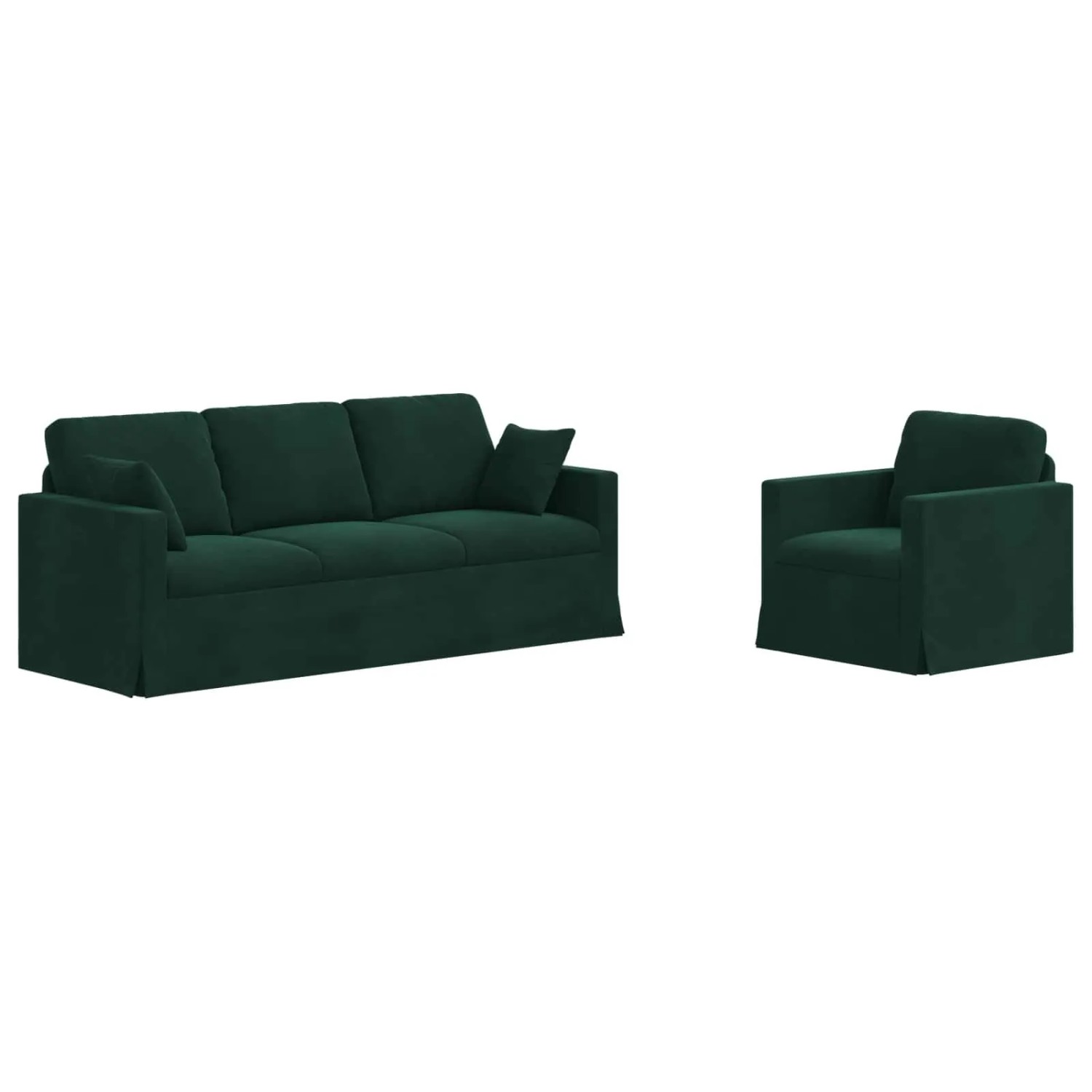 vidaXL Sofa 2-Tlg Dunkelgrün 198 x 78 x 80 cm Samt 3407597