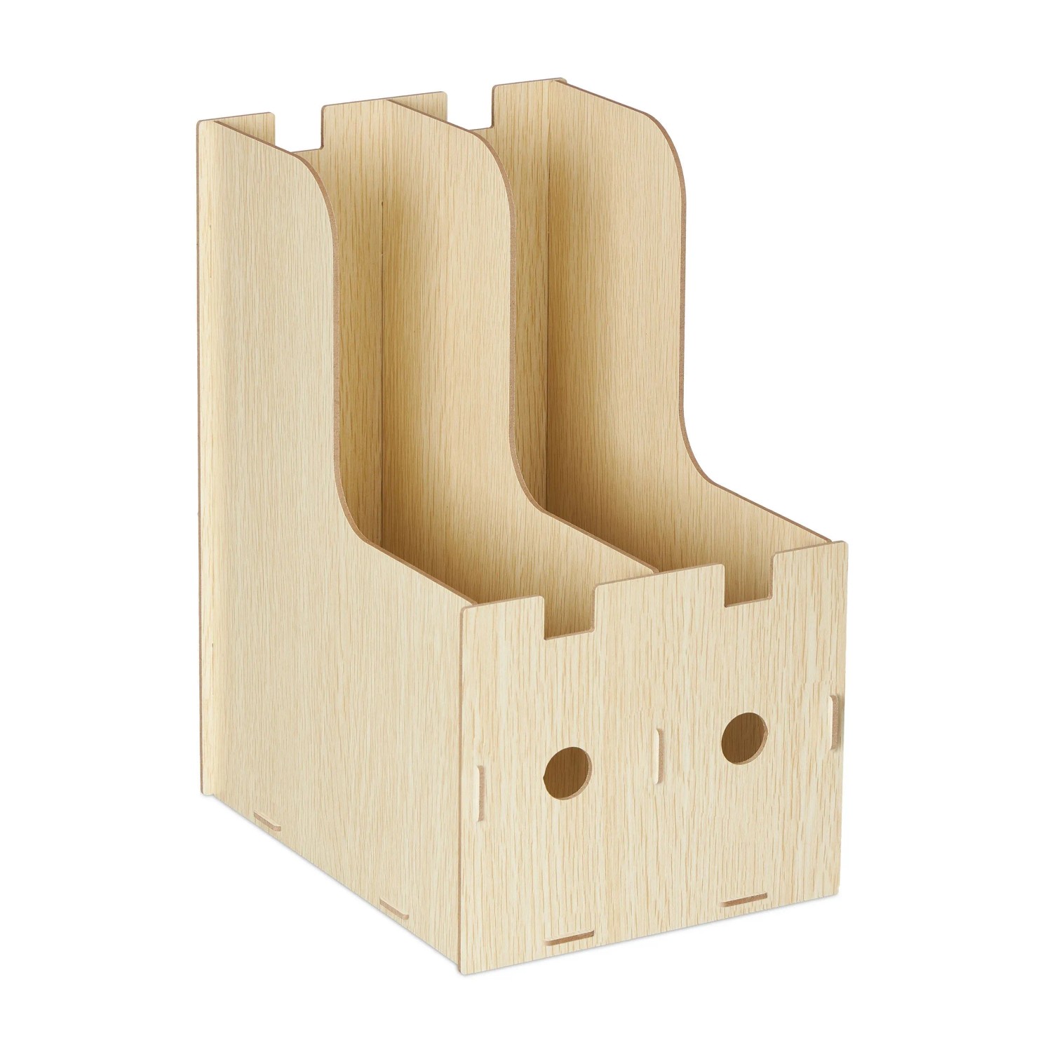 Relaxdays Stehsammler MDF Hellbraun 2 Fächer für DIN A4 32 x 18,5 x 24 cm 0,7 kg