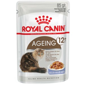 Royal Canin Ageing 12+ Katzen-Nassfutter im 85g-Beutel, Gelee-Variante für ältere Katzen.