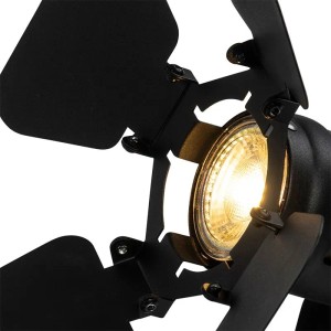 Schwarzes QAZQA Schienensystem Film mit 3 Spots und verstellbaren Klappen für Lampen & Leuchten.