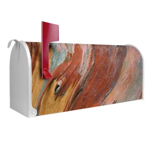 Weißer Banjado US Briefkasten mit Holz-Motiv. Amerikanischer Postkasten aus pulverbeschichtetem Stahl.