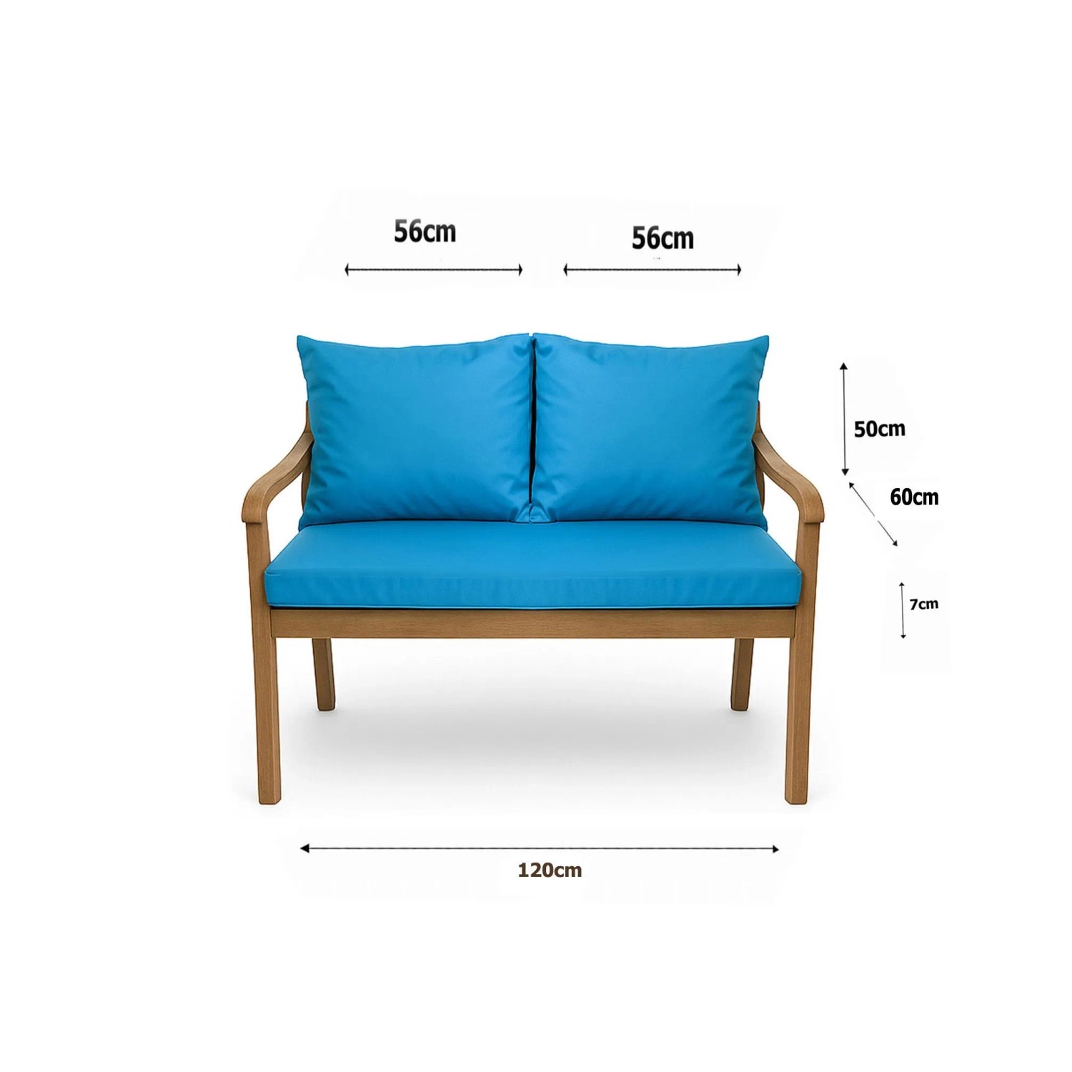 Setgarden  Mix Bench Kissen Outdoor Kissen Bankauflage 120x60+2x50x56cm Kissen Für 2-Sitzer Bänke 1tlg Blau_5
