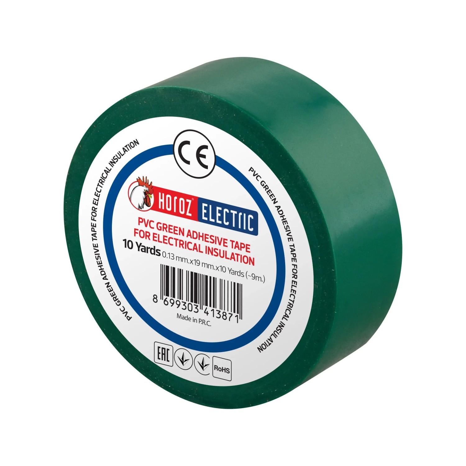 HOROZ Isolierband 19 mm x 9 m PVC Grün Elektro Isolierklebeband Selbstklebend Stark Haftend 1 Stück